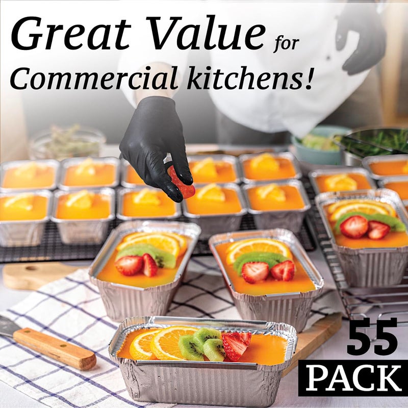 Spare Essentials (55 Pack Aluminum Loaf Pans with Lids 1.5 LB Disposable Bread Tins for Baking, Lunch Containers, Single Serve Baking Dishes - Foil Loaf Pans, Aluminum Bread Pans 7.8 x 4.3 x2 Inches - Image 4